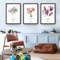 Miniatyrbillede 1 af 5: Pastorale Blomster Vægkunst Lærredstrykplakat, Enkelt Mode Vandfarve Kunsttegning
