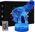 Elefant 3D Illusion Lampe, 3D Natlampe til Børn, Elefant Gave