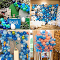 Miniatyrbillede 5 af 7: 129 stk. lyseblå balloner i forskellige størrelser 18 12 10 5 tommer til guirlandebue, blå balloner til fødselsdag, køn afsløring, babyshower, himmelblå balloner P Blue