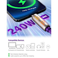 Miniatyrbild 5 av 7: 240W 4-i-1 USB-C-kabel, Multiladdare med Andningsljus, PD 5A Snabbladdning & Datasympkronisering Silikon Kompatibel med iPhone Samsung Laptop Purple 1m