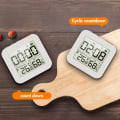 Miniatyrbild 5 av 7: Digital inomhus termometer duschtimer med dubbel alarm digital klocktimer för badrum dusch kök studie med hopfällbart stativ och upphängningshål White