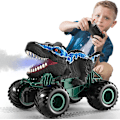 Miniatyrbilde 7 av 8: 2,4 GHz Dinosaur Fjernkontrollbil Leker for Barn Gutter, RC Dinosaur Bil Leker med Lys, Lyd, Spray, Innendørs Utendørs RC Bil Leker Gaver for Gutter
