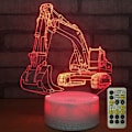 Miniatyrbild 1 av 8: Grävmaskin 3D LED optisk illusionssensor nattlampa