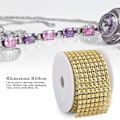 Miniatyrbillede 9 af 10: 3PCS Rhinestone Mesh Roll Shiny Diamond Wrap Ribbon Trim DIY Håndlavet DekorationGuld