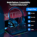 Miniatyrbillede 3 af 7: H-8 PC Gaming Headset til PS4, PS5, Controller, Xbox One Headset med Stereolyd, Over Ear-hovedtelefoner med Støjreducerende Mikrofon, LED-lys, Lydstyrke Black