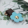 Miniatyrbild 9 av 10: 5 st dragkedjor i delat läder med blomform DIY kläder sytillbehör blå