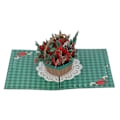 Miniatyrbild 9 av 10: 3D Jul-kort Blomkorg Utsökta Detaljer Popup Gratulationskort med Kuvert för Presentteman Fester