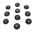 Miniatyrbillede 4 af 10: 10 stk. Runesten Krystal Sæt Eliminer Negativitet Indgraveret Helbredende Runesten Håndmalet Spådomsværktøjer til Meditation Obsidian