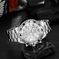 Miniatyrbillede 3 af 3: Mænds Kvartsur Fashion Rustfrit Stål Chronograph Forretningsure til Mænd Sliver