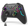 Miniatyrbillede 1 af 7: Trådløs PC-spilcontroller til Windows (7/8/10/11), kompatibel med Nintendo Switch og Steam Deck, 9-farvet LED-lys Gamepad med Turbo-funktion, Adju
