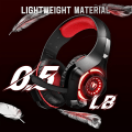 Miniatyrbillede 5 af 6: Gaming Headset til PS4 PS5 Xbox One Switch PC med støjreducerende mikrofon, dyb bas stereolyd (sort rød)-1 Black Red