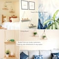 Pikkukuva 9 / 9: Riippuvat hyllyt seinälle kelluvat hyllyt, Macrame-köysi kolmiohylly, luonnonvaloinen kierrätetty puu, Boho-asuntolan olohuoneen makuuhuoneen sisustus 2 pcs