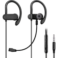 Miniatyrbilde 1 av 8: Mini-hodetelefoner for spill og nettmøter, 3,5 mm ørepropper med bommikrofon og ørekroker for PC, mobil, Xbox Series X/S, Xbox One, PS5, PS4, PlayStation
