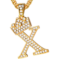 Miniatyrbillede 1 af 8: Krone Initial A-Z Halskæde, Iced Out Bogstav Vedhæng med 22-24 Tommer Kæde, Mænd Kvinder Bling Hip Hop Alfabet Navn Smykker Gave Store Initialer Halskæder X 18K Gold