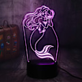 Miniatyrbilde 1 av 8: Vakker Den Lille Havfrue Leke Prinsesse Ariel RGB 3D Illusions Nattlys Romantisk Jenteleker LED Skrivebordslampe Bursdagsgave Barfest Hjemmedekor C