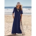 Miniatyrbilde 6 av 6: Dame 2025 Vår Sommer Casual Maxikjole Strandferie Kortermet Rund Hals Basic Lang T-skjorte Kjoler XL