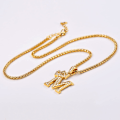 Miniatyrbillede 6 af 8: Krone Initial A-Z Halskæde, Iced Out Bogstav Vedhæng med 22-24 Tommer Kæde, Mænd Kvinder Bling Hip Hop Alfabet Navn Smykker Gave Store Initialer Halskæder M 18K Gold