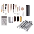Miniatyrbilde 4 av 10: Lærbearbeidingssett 59stk DIY Making Clear Texture Rustfritt Stål Bøk Tre Lærhåndverktøy for Kunstprosjekt