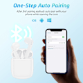 Pikkukuva 6 / 7: Langattomat nappikuulokkeet 40 tunnin toistoaika 8 tunnin jatkuva toistoaika Bluetooth-nappikuulokkeet, IPX6 vedenpitävä stereofoninen ääni Bluetooth-langattomat kuulokkeet mikrofonilla White