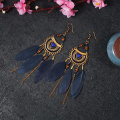 Miniatyrbild 2 av 2: Kvinnors Faux Feather Örhängen Bohemian Fringe Tassel