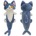 Miniatyrbild 1 av 6: Lång katt plyschleksak söt plysch kramdjur plysch kudde haj katt gosedjur för flickor och pojkar blå 19,7\" Blue