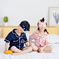 Miniatyrbild 3 av 3: Satin Pyjamas Set, 2-delad knapppyjamas, L (rosa)