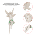 Miniatyrbillede 3 af 6: Siddende fe skulptur harpiks håndmalet realistiske detaljer beskyttende belægning sød fe statue til have dekoration