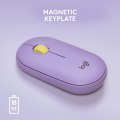 Miniatyrbillede 7 af 8: Logitech M350 Pebble trådløs mus med Bluetooth eller 2,4 GHz-modtager, lydløs, slank computermus med stille klik Purple