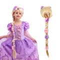 Lång flätad blond peruk för flickor, prinsessfest håraccessoar för Halloween-kostym rollspel