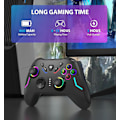 Miniatyrbillede 3 af 7: Trådløs PC-spilcontroller til Windows (7/8/10/11), kompatibel med Nintendo Switch og Steam Deck, 9-farvet LED-lys Gamepad med Turbo-funktion, Adju