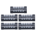 Miniatyrbillede 1 af 6: 5 stk. ledningsbarriereblok terminalstrimmel professionel TB fast messing dobbelt række dækket terminalstrimmel 15A 600V 5 bits Type B