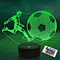 Miniatyrbilde 1 av 7: Fotballgaver til barn, Fotball 3D Illusionslampe Fotball nattlys med fjernkontroll + berøring 16 farger blinkende skiftende + timer skrivebordslamper for gutter R