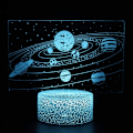 Miniatyrbild 5 av 8: 3D Illusion Solsystem Nattlampa 16 Färgbyten med Fjärrkontroll Touch Vit Sprickbas Födelsedagspresent
