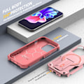 Miniatyrbilde 7 av 7: Magnetisk iPhone-etui med stativ, kompatibel med MagSafe, robust innebygd støtte, militærgradert fallbeskyttelse støtsikker for iPhone Pink iPhone 13 Pro