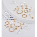 Miniatyrbild 4 av 7: Kirurgiskt stål örhängen för kvinnor män 20 Gauge Hoop Stud Örhängen Set för flera piercingar CZ Boll Nap Örhängen Platt Baksida Hypoallergena Golden