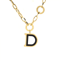 Miniatyrbild 4 av 5: Titanium Stål Svart Brev stort D Tjockt Långt Halsband Kvinnor