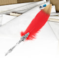 Miniatyrbillede 6 af 9: Europæisk Retro Fjer Dip Pen Legering Nibs Kalligrafi Skrivepen Gave (Rød)