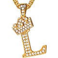Miniatyrbillede 1 af 9: Krone Initial A-Z Halskæde, Iced Out Bogstav Vedhæng med 22-24 Tommer Kæde, Mænd Kvinder Bling Hip Hop Alfabet Navn Smykker Gave Store Initialer Halskæder L 18K Gold