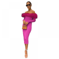 Miniatyrbillede 1 af 2: Bodycon Kjoler Hals Langærmet Rygløs Efterårskjole (Rose S)