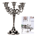 Miniatyrbild 5 av 6: Svart metallkandelaber med 5 armar, elegant färgbeständig stabil bred bas avsmalnande ljusstake för festbröllop