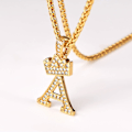 Miniatyrbillede 3 af 6: Krone Initial A-Z Halskæde, Iced Out Bogstav Vedhæng med 22-24 Tommer Kæde, Mænd Kvinder Bling Hip Hop Alfabet Navn Smykker Gave Store Initialer Halskæder A 18K Gold
