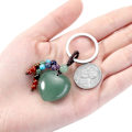Miniatyrbilde 4 av 6: Naturlig krystallhjerte edelsten nøkkelring 7 chakra helbredende stein nøkkelring sjarm for kvinner Green Aventurine