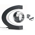 Miniatyrbilde 1 av 3: Magnetisk svevende globus C-formet 3 tommers svart frostet LED magnetisk svevende globus kontorborddekorasjon gave 100‑240V