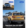 Pikkukuva 3 / 9: 4K Dash Cam 5G WiFi GPS, WDR Super Night Vision Camera for Car, G-Sensor, Parking Mode, Free 64GB SD Card, 170° Wide Angle Dashcam, Loop Recording, V