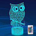 Pikkukuva 1 / 8: Pöllö 3D Illuusiolamppu, Attivolife Lintuyövalo Kaukosäätimellä
