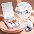 Miniatyrbild 3 av 6: Resesminkborste Set Foundation Puder Concealers Ögonskuggor Makeup Set med LED-ljus Spegel 14 st White