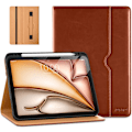 Miniatyrbild 1 av 6: iPad Pro 11-tums Fodral M2 (2024), Premium Läder Business Folio Ställskydd med Pennhållare - Auto Sleep/Wake Brown Apple