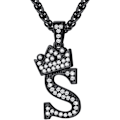 Miniatyrbillede 1 af 7: Krone Initial A-Z Halskæde, Iced Out Bogstav Vedhæng med 22-24 Tommer Kæde, Mænd Kvinder Bling Hip Hop Alfabet Navn Smykker Gave Store Initialer Halskæder S Black