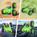 Pikkukuva 5 / 6: Kauko-ohjattava auto, temppuilu RC-autolelut Uudet päivitetyt valonauhat ja ajovalot Autolelut Kaksipuolinen 360° pyörivä 4WD Rc Drift Truck lapsille Green