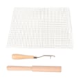 Miniatyrbillede 7 af 10: Latch Hook Tool Kit Blank Rug Hooking Mesh Canvas Træhåndtag Hæklekrog til Tæppe Gobelin